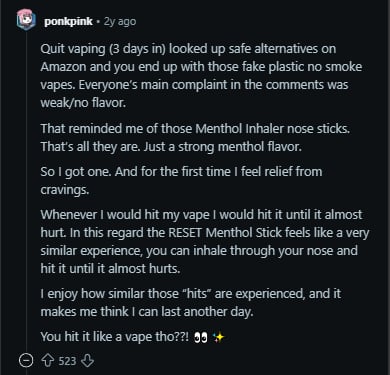 Menthol RESET | Nicotine Quit Stick